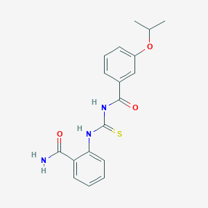 molecular formula C18H19N3O3S B3634202 N-[(2-carbamoylphenyl)carbamothioyl]-3-(propan-2-yloxy)benzamide 