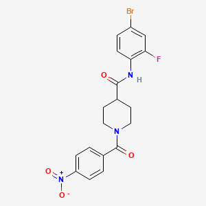 molecular formula C19H17BrFN3O4 B3634331 N-(4-bromo-2-fluorophenyl)-1-(4-nitrobenzoyl)-4-piperidinecarboxamide 