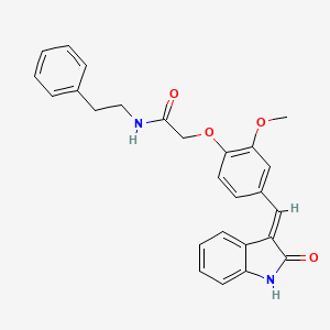 molecular formula C26H24N2O4 B3634339 2-{2-methoxy-4-[(2-oxo-1,2-dihydro-3H-indol-3-ylidene)methyl]phenoxy}-N-(2-phenylethyl)acetamide 