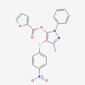 molecular formula C21H15N3O5S B3634346 [5-Methyl-4-(4-nitrophenyl)sulfanyl-2-phenylpyrazol-3-yl] furan-2-carboxylate 