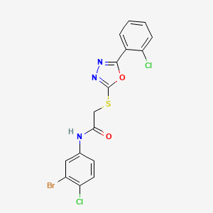 molecular formula C16H10BrCl2N3O2S B3634373 N-(3-bromo-4-chlorophenyl)-2-[[5-(2-chlorophenyl)-1,3,4-oxadiazol-2-yl]sulfanyl]acetamide 