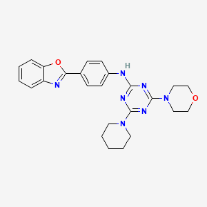 molecular formula C25H27N7O2 B3634393 N-[4-(1,3-benzoxazol-2-yl)phenyl]-4-(4-morpholinyl)-6-(1-piperidinyl)-1,3,5-triazin-2-amine 