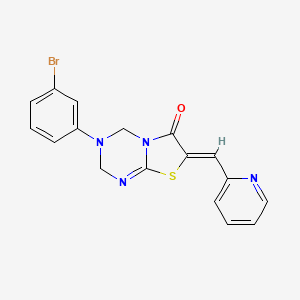 (7Z)-3-(3-bromophenyl)-7-(pyridin-2-ylmethylidene)-3,4-dihydro-2H-[1,3]thiazolo[3,2-a][1,3,5]triazin-6(7H)-one