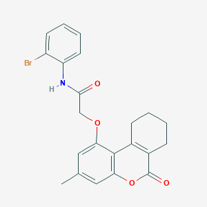 molecular formula C22H20BrNO4 B3634439 N-(2-bromophenyl)-2-[(3-methyl-6-oxo-7,8,9,10-tetrahydro-6H-benzo[c]chromen-1-yl)oxy]acetamide 