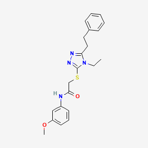 molecular formula C21H24N4O2S B3634449 2-[[4-ethyl-5-(2-phenylethyl)-1,2,4-triazol-3-yl]sulfanyl]-N-(3-methoxyphenyl)acetamide 