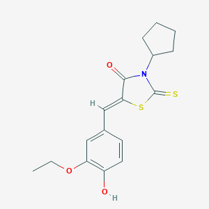 molecular formula C17H19NO3S2 B363446 3-Cyclopentyl-5-(3-ethoxy-4-hydroxybenzylidene)-2-thioxo-1,3-thiazolidin-4-one CAS No. 853904-37-7