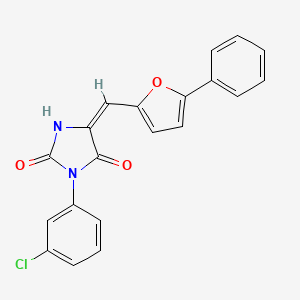 molecular formula C20H13ClN2O3 B3634474 (5E)-3-(3-chlorophenyl)-5-[(5-phenylfuran-2-yl)methylidene]imidazolidine-2,4-dione 