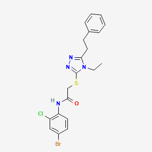 molecular formula C20H20BrClN4OS B3634485 N-(4-bromo-2-chlorophenyl)-2-{[4-ethyl-5-(2-phenylethyl)-4H-1,2,4-triazol-3-yl]thio}acetamide 