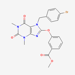 molecular formula C22H19BrN4O5 B3634511 Methyl 3-({7-[(4-bromophenyl)methyl]-1,3-dimethyl-2,6-dioxo-2,3,6,7-tetrahydro-1H-purin-8-YL}oxy)benzoate 