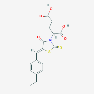 molecular formula C17H17NO5S2 B363454 2-[(5Z)-5-[(4-ethylphenyl)methylidene]-4-oxo-2-sulfanylidene-1,3-thiazolidin-3-yl]pentanedioic acid CAS No. 853903-87-4