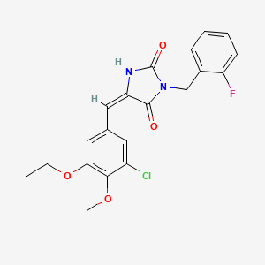 (5E)-5-(3-chloro-4,5-diethoxybenzylidene)-3-(2-fluorobenzyl)imidazolidine-2,4-dione