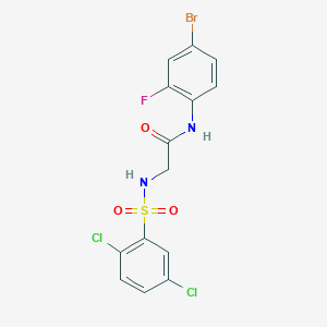 molecular formula C14H10BrCl2FN2O3S B3634571 N-(4-bromo-2-fluorophenyl)-2-[(2,5-dichlorophenyl)sulfonylamino]acetamide 