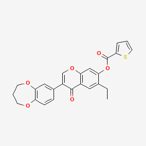 molecular formula C25H20O6S B3634606 3-(3,4-dihydro-2H-1,5-benzodioxepin-7-yl)-6-ethyl-4-oxo-4H-chromen-7-yl thiophene-2-carboxylate 