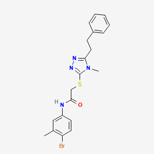 molecular formula C20H21BrN4OS B3634614 N-(4-bromo-3-methylphenyl)-2-{[4-methyl-5-(2-phenylethyl)-4H-1,2,4-triazol-3-yl]thio}acetamide 