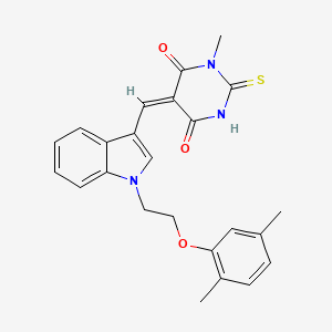 molecular formula C24H23N3O3S B3634619 (5E)-5-[[1-[2-(2,5-dimethylphenoxy)ethyl]indol-3-yl]methylidene]-1-methyl-2-sulfanylidene-1,3-diazinane-4,6-dione 