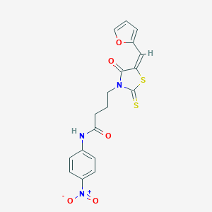 molecular formula C18H15N3O5S2 B363463 (E)-4-(5-(furan-2-ylmethylene)-4-oxo-2-thioxothiazolidin-3-yl)-N-(4-nitrophenyl)butanamide CAS No. 682763-95-7