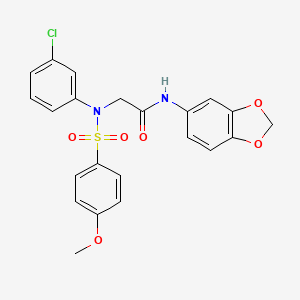 molecular formula C22H19ClN2O6S B3634636 N~1~-1,3-benzodioxol-5-yl-N~2~-(3-chlorophenyl)-N~2~-[(4-methoxyphenyl)sulfonyl]glycinamide 