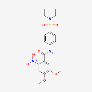 molecular formula C19H23N3O7S B3634657 N-[4-(diethylsulfamoyl)phenyl]-4,5-dimethoxy-2-nitrobenzamide 