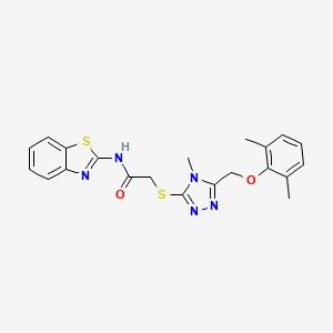 molecular formula C21H21N5O2S2 B3634678 N-(1,3-benzothiazol-2-yl)-2-({5-[(2,6-dimethylphenoxy)methyl]-4-methyl-4H-1,2,4-triazol-3-yl}sulfanyl)acetamide 