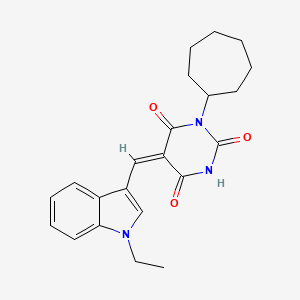 (5E)-1-cycloheptyl-5-[(1-ethylindol-3-yl)methylidene]-1,3-diazinane-2,4,6-trione