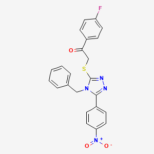 molecular formula C23H17FN4O3S B3634725 2-{[4-benzyl-5-(4-nitrophenyl)-4H-1,2,4-triazol-3-yl]sulfanyl}-1-(4-fluorophenyl)ethanone 