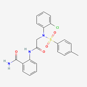 molecular formula C22H20ClN3O4S B3634728 2-({N-(2-chlorophenyl)-N-[(4-methylphenyl)sulfonyl]glycyl}amino)benzamide 