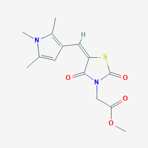 molecular formula C14H16N2O4S B3634731 methyl {2,4-dioxo-5-[(1,2,5-trimethyl-1H-pyrrol-3-yl)methylene]-1,3-thiazolidin-3-yl}acetate 