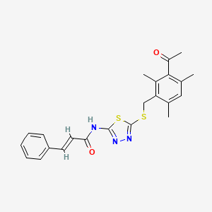 (2E)-N-{5-[(3-acetyl-2,4,6-trimethylbenzyl)sulfanyl]-1,3,4-thiadiazol-2-yl}-3-phenylprop-2-enamide