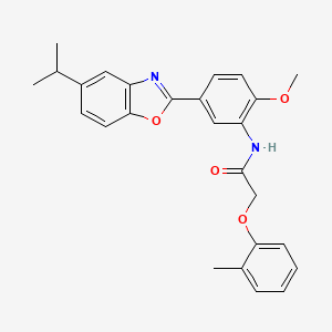 molecular formula C26H26N2O4 B3634800 N-{2-methoxy-5-[5-(propan-2-yl)-1,3-benzoxazol-2-yl]phenyl}-2-(2-methylphenoxy)acetamide 