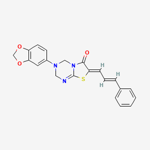 3-(1,3-benzodioxol-5-yl)-7-(3-phenyl-2-propen-1-ylidene)-3,4-dihydro-2H-[1,3]thiazolo[3,2-a][1,3,5]triazin-6(7H)-one