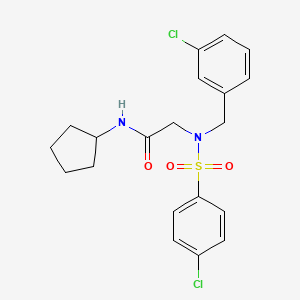 molecular formula C20H22Cl2N2O3S B3634839 2-[(3-chlorophenyl)methyl-(4-chlorophenyl)sulfonylamino]-N-cyclopentylacetamide 