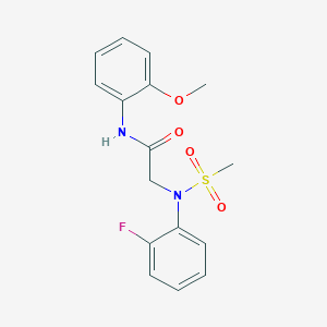 molecular formula C16H17FN2O4S B3634892 N~2~-(2-fluorophenyl)-N~1~-(2-methoxyphenyl)-N~2~-(methylsulfonyl)glycinamide 