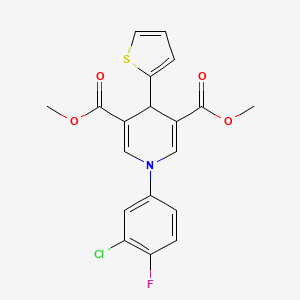 molecular formula C19H15ClFNO4S B3634925 dimethyl 1-(3-chloro-4-fluorophenyl)-4-(2-thienyl)-1,4-dihydro-3,5-pyridinedicarboxylate 