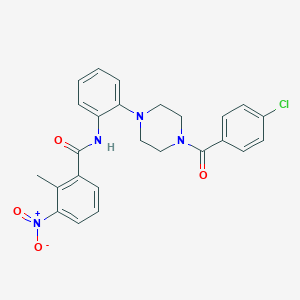 molecular formula C25H23ClN4O4 B3634943 N-(2-{4-[(4-chlorophenyl)carbonyl]piperazin-1-yl}phenyl)-2-methyl-3-nitrobenzamide 