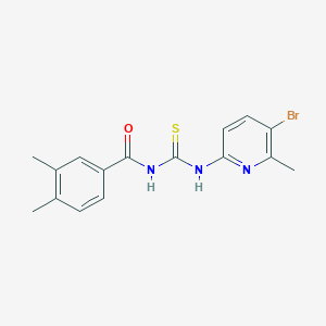 molecular formula C16H16BrN3OS B3634966 N-[(5-bromo-6-methylpyridin-2-yl)carbamothioyl]-3,4-dimethylbenzamide 