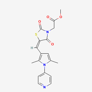 molecular formula C18H17N3O4S B3634982 methyl 2-[(5E)-5-[(2,5-dimethyl-1-pyridin-4-ylpyrrol-3-yl)methylidene]-2,4-dioxo-1,3-thiazolidin-3-yl]acetate 