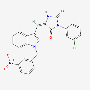 molecular formula C25H17ClN4O4 B3634984 (5E)-3-(3-chlorophenyl)-5-{[1-(3-nitrobenzyl)-1H-indol-3-yl]methylidene}imidazolidine-2,4-dione 