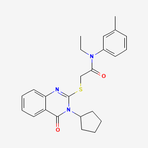 2-[(3-cyclopentyl-4-oxo-3,4-dihydro-2-quinazolinyl)thio]-N-ethyl-N-(3-methylphenyl)acetamide