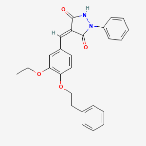 molecular formula C26H24N2O4 B3635022 4-[3-ethoxy-4-(2-phenylethoxy)benzylidene]-1-phenyl-3,5-pyrazolidinedione 