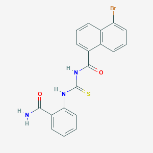 molecular formula C19H14BrN3O2S B3635042 N-({[2-(aminocarbonyl)phenyl]amino}carbonothioyl)-5-bromo-1-naphthamide 