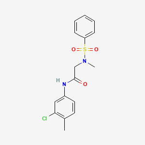 molecular formula C16H17ClN2O3S B3635066 N-(3-chloro-4-methylphenyl)-N~2~-methyl-N~2~-(phenylsulfonyl)glycinamide 