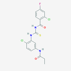 molecular formula C17H14Cl2FN3O2S B3635085 2-chloro-N-({[2-chloro-5-(propionylamino)phenyl]amino}carbonothioyl)-4-fluorobenzamide 