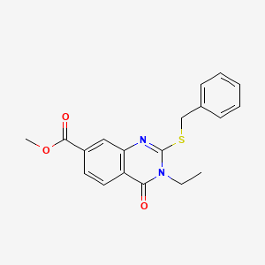 molecular formula C19H18N2O3S B3635091 METHYL 2-(BENZYLSULFANYL)-3-ETHYL-4-OXO-3,4-DIHYDRO-7-QUINAZOLINECARBOXYLATE 