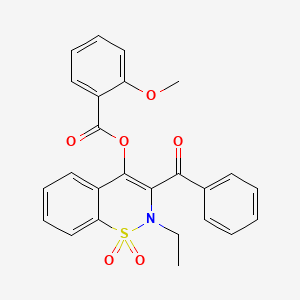 molecular formula C25H21NO6S B3635120 3-benzoyl-2-ethyl-1,1-dioxido-2H-1,2-benzothiazin-4-yl 2-methoxybenzoate 