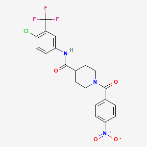 molecular formula C20H17ClF3N3O4 B3635126 N-[4-chloro-3-(trifluoromethyl)phenyl]-1-(4-nitrobenzoyl)piperidine-4-carboxamide 