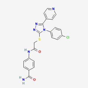 molecular formula C22H17ClN6O2S B3635157 4-[({[4-(4-chlorophenyl)-5-(4-pyridinyl)-4H-1,2,4-triazol-3-yl]sulfanyl}acetyl)amino]benzamide 