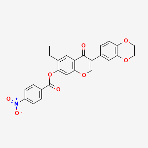 3-(2,3-dihydrobenzo[b][1,4]dioxin-6-yl)-6-ethyl-4-oxo-4H-chromen-7-yl 4-nitrobenzoate