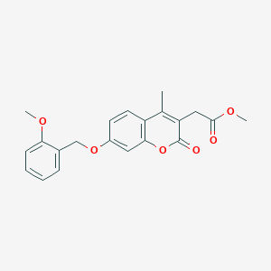 molecular formula C21H20O6 B3635200 methyl {7-[(2-methoxybenzyl)oxy]-4-methyl-2-oxo-2H-chromen-3-yl}acetate 