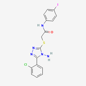 molecular formula C16H13ClIN5OS B3635205 2-{[4-amino-5-(2-chlorophenyl)-4H-1,2,4-triazol-3-yl]sulfanyl}-N-(4-iodophenyl)acetamide 