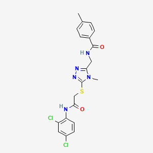 molecular formula C20H19Cl2N5O2S B3635229 N-{[5-({2-[(2,4-dichlorophenyl)amino]-2-oxoethyl}sulfanyl)-4-methyl-4H-1,2,4-triazol-3-yl]methyl}-4-methylbenzamide 